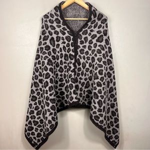 Barefoot Dreams Cozychic Cheetah Print Throw Shrug Poncho Sweater